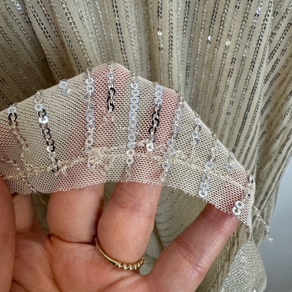 Zara semi sheer Cream Sequin cocktail Dress size medium - Picture 7 of 9